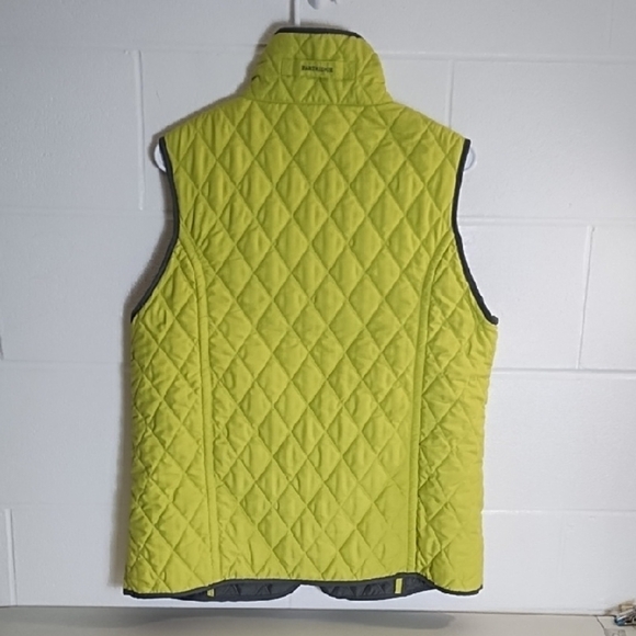 Vibrant Soft Sueded Fabric Yellow Green Quilted Vest Sip Pockets Dble Zip - Picture 12 of 13